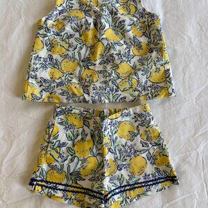 Classic Prep Childrenswear Lemons Print Blouse & Shorts Set, Size 3 and 4